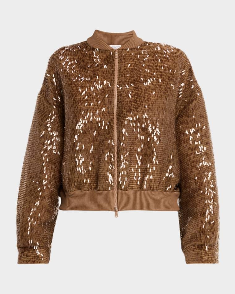 Sequined Silk Bomber Jacket by BRUNELLO CUCINELLI