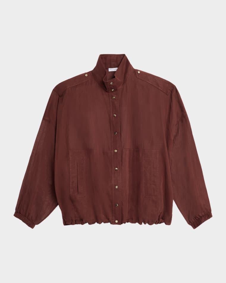 Sheer Cotton Voile Bomber Jacket by BRUNELLO CUCINELLI