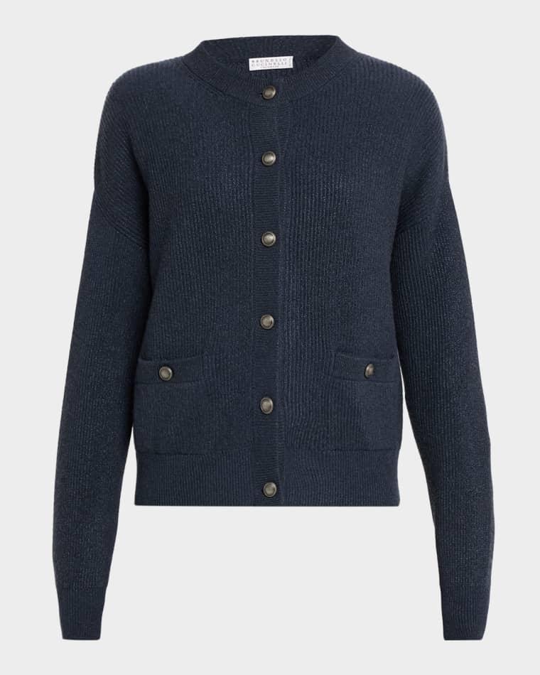 Shimmering Cashmere-Blend Crewneck Cardigan by BRUNELLO CUCINELLI