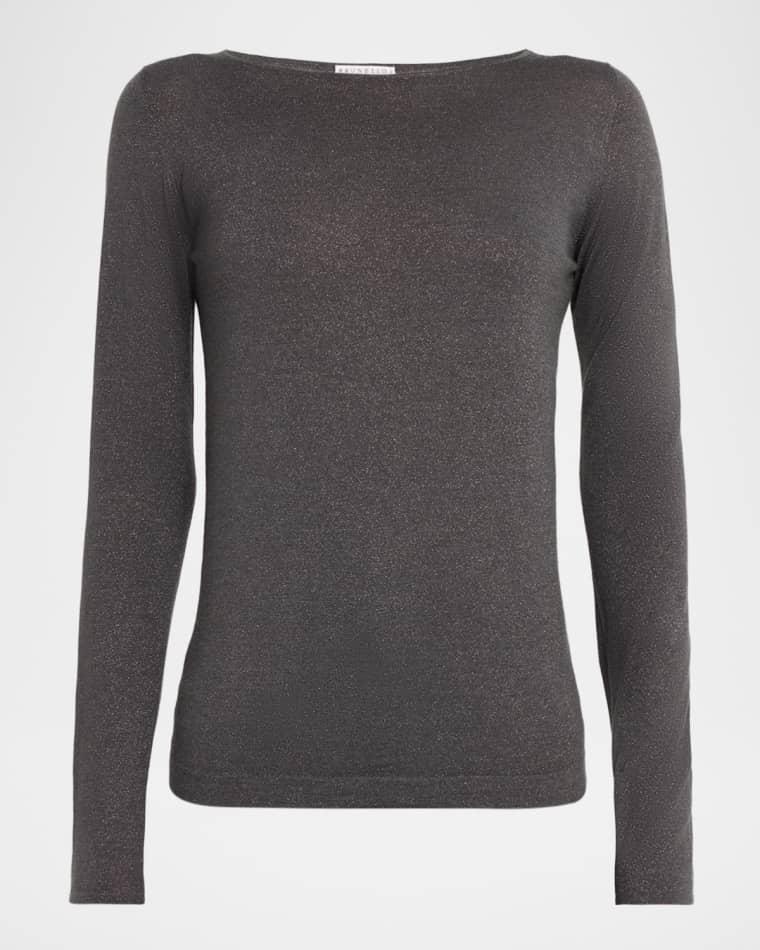 Shimmering Cashmere-Silk High-Neck Sweater by BRUNELLO CUCINELLI