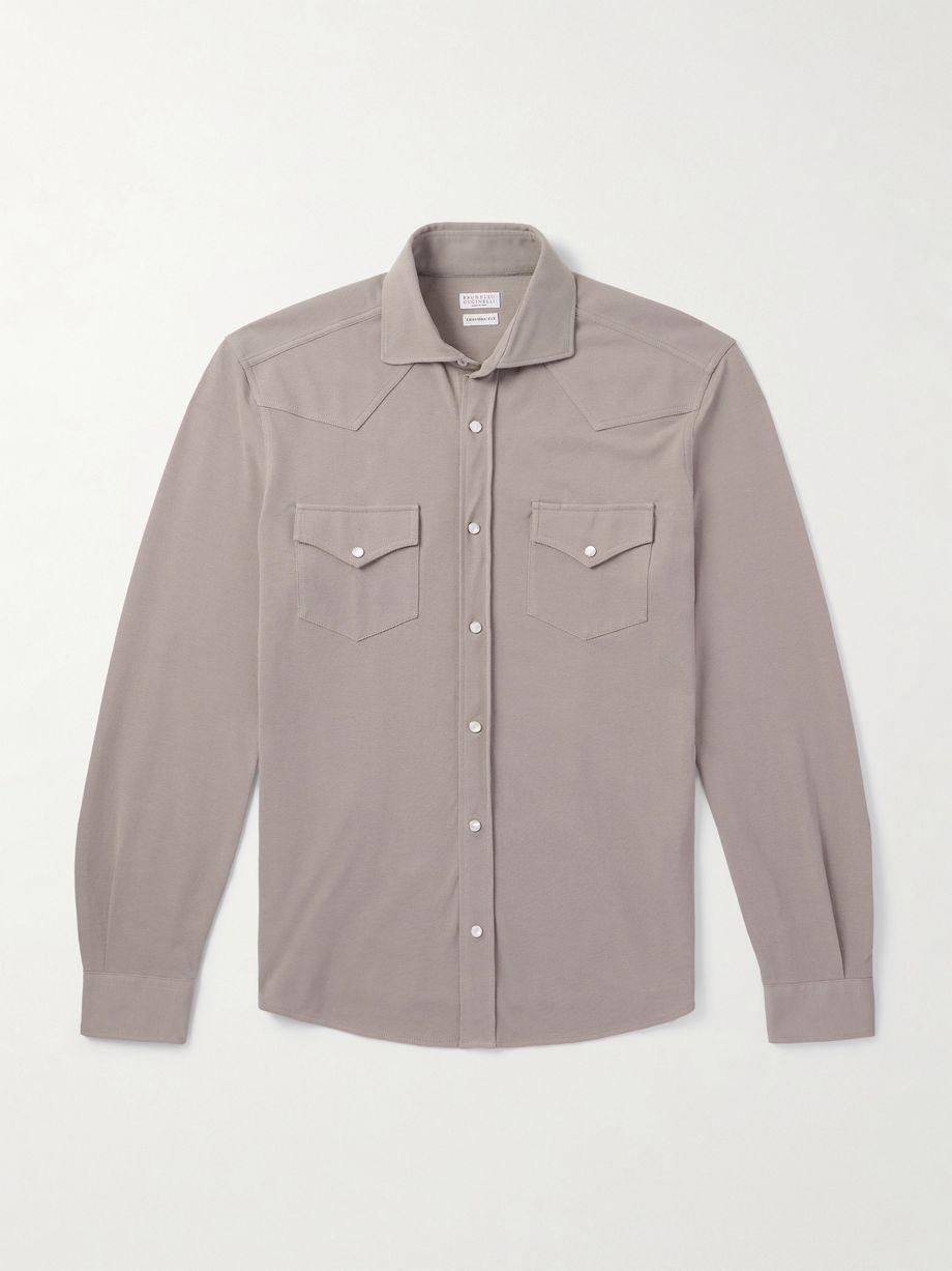 Slim-Fit Cotton-Piqué Western Shirt by BRUNELLO CUCINELLI