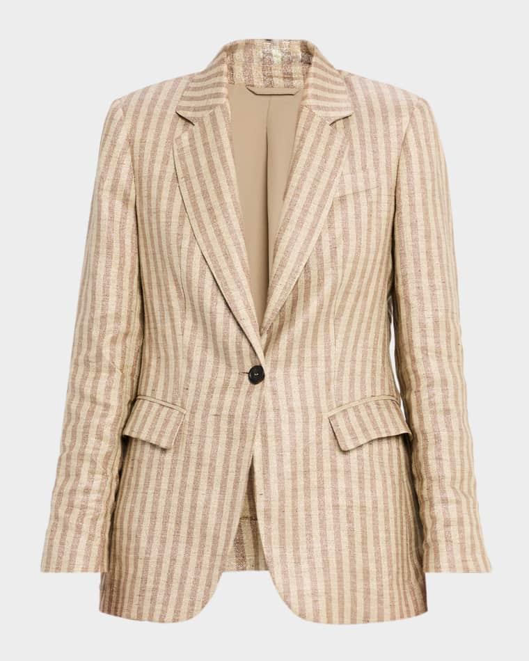 Sparkling Striped Single-Breasted Jacket by BRUNELLO CUCINELLI