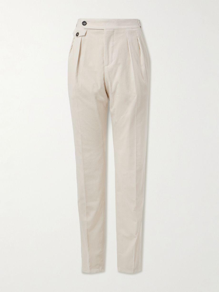 Straight-Leg Pleated Cotton-Blend Corduroy Trousers by BRUNELLO CUCINELLI