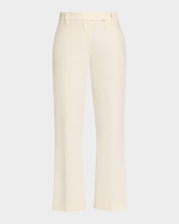 Stretch Cotton Gabardine Kickflare Ankle Cigarette Pants by BRUNELLO CUCINELLI
