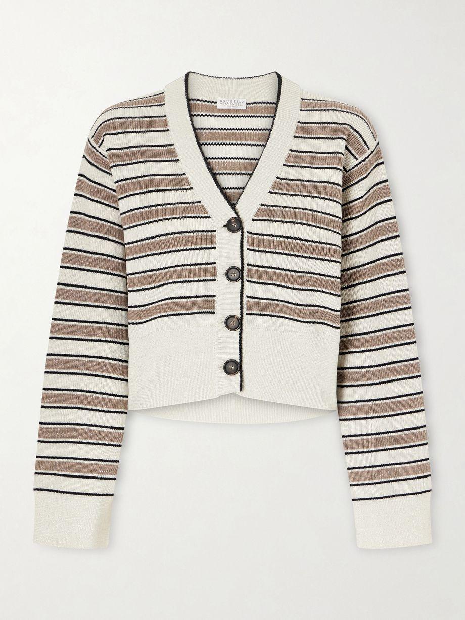 Stripe cotton-blend cardigan by BRUNELLO CUCINELLI