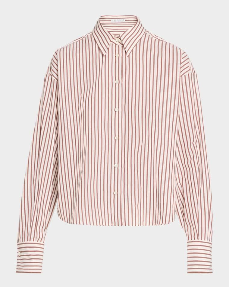 Striped Cotton Poplin Button-Down Shirt by BRUNELLO CUCINELLI