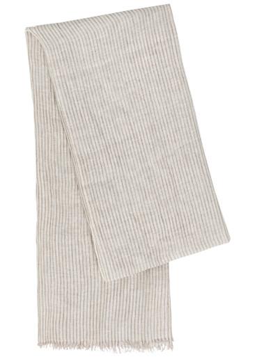 Striped metallic linen-blend scarf by BRUNELLO CUCINELLI