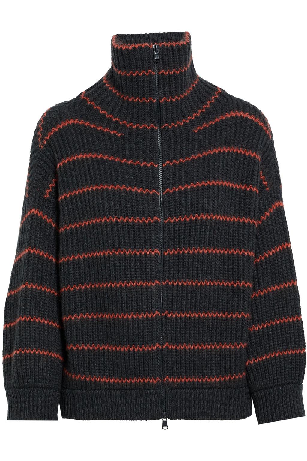 Striped ribbed cashmere cardigan by BRUNELLO CUCINELLI