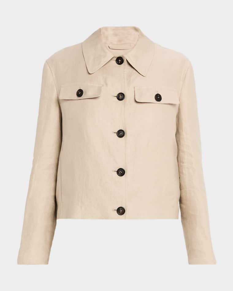 Structured Linen Twill Single-Breasted Shirt Jacket by BRUNELLO CUCINELLI