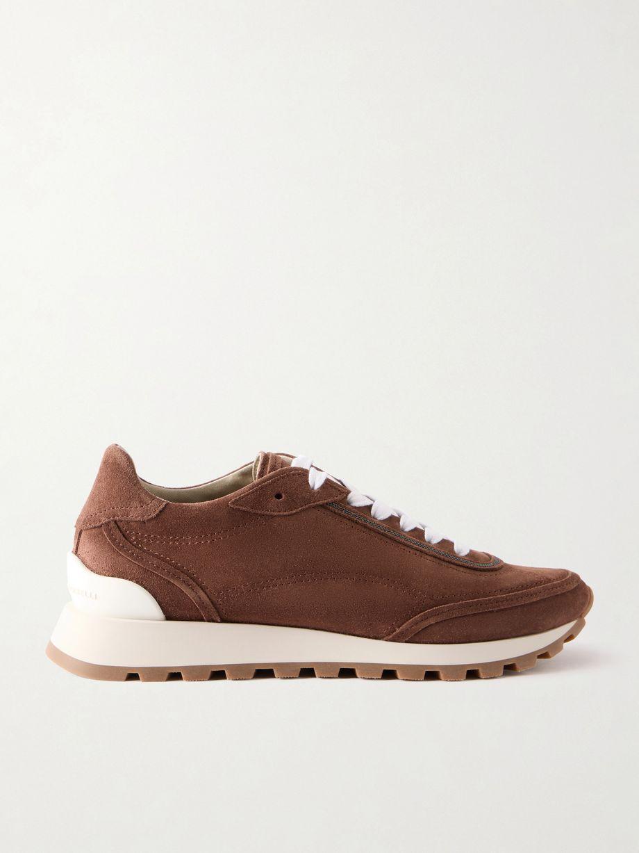 Suede bead-embellished sneakers by BRUNELLO CUCINELLI