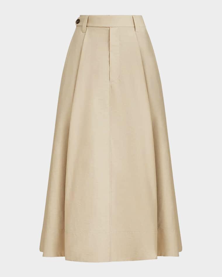 Techno Cotton Poplin A-Line Midi Skirt by BRUNELLO CUCINELLI