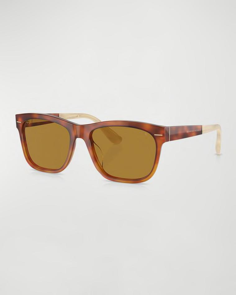 Two-Tone Acetate Square Sunglasses by BRUNELLO CUCINELLI