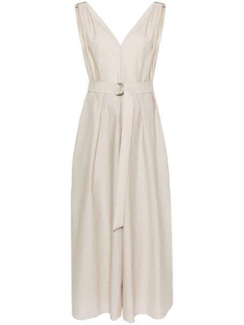 V-neck belted maxi dress by BRUNELLO CUCINELLI