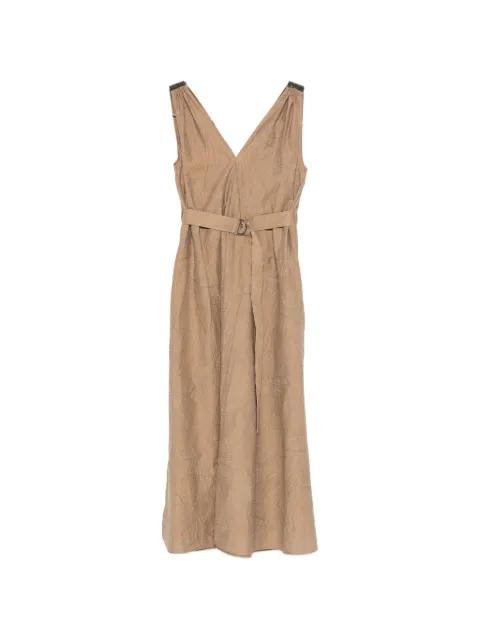 V-neck belted midi dress by BRUNELLO CUCINELLI