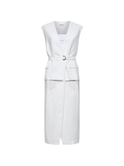 V-neck belted midi dress by BRUNELLO CUCINELLI