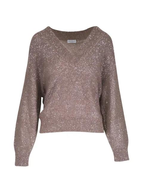V-neck embellished sweater by BRUNELLO CUCINELLI