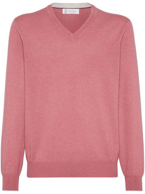 V-neck fine-knit cashmere jumper by BRUNELLO CUCINELLI