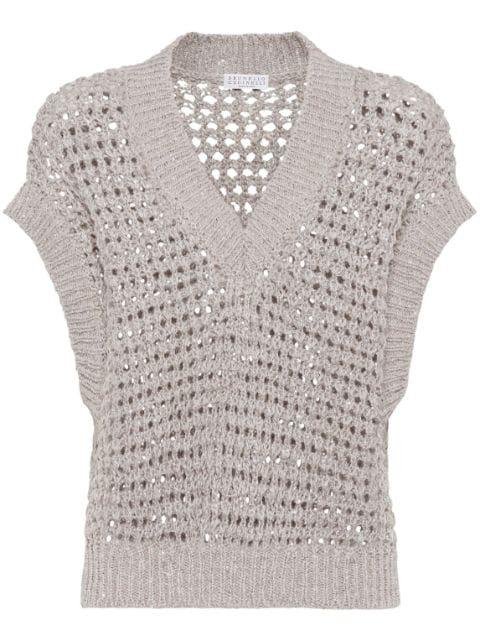 V-neck knitted vest by BRUNELLO CUCINELLI