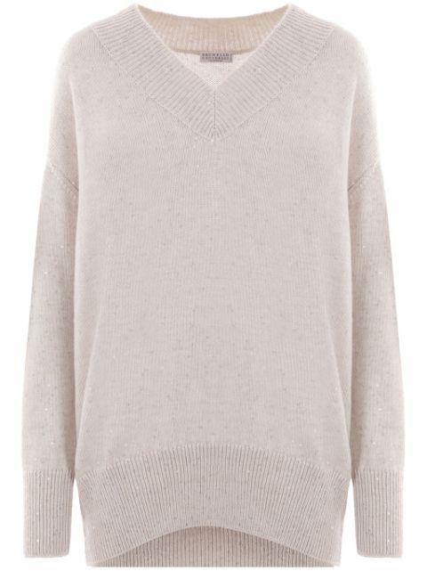V-neck long-sleeve jumper by BRUNELLO CUCINELLI