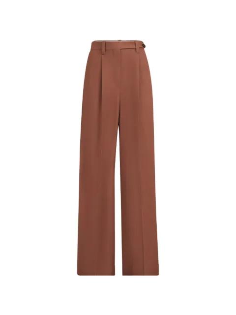 Viscose and linen fluid twill wide trousers with monili by BRUNELLO CUCINELLI