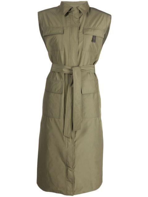 belted-waist sleeveless coat by BRUNELLO CUCINELLI
