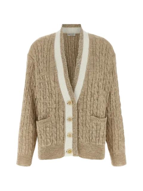 braided V-neck cardigan by BRUNELLO CUCINELLI