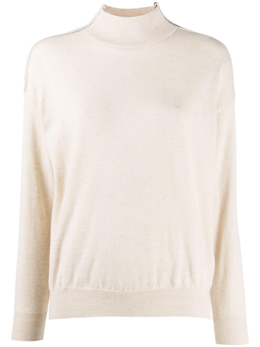brass-embellished cashmere jumper by BRUNELLO CUCINELLI