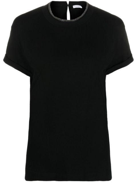 brass-embellished crew-neck T-shirt by BRUNELLO CUCINELLI