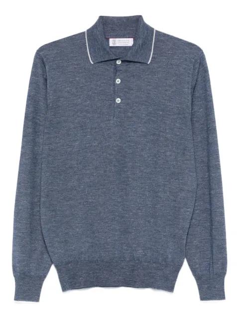 button-up ribbed-knit polo shirt by BRUNELLO CUCINELLI