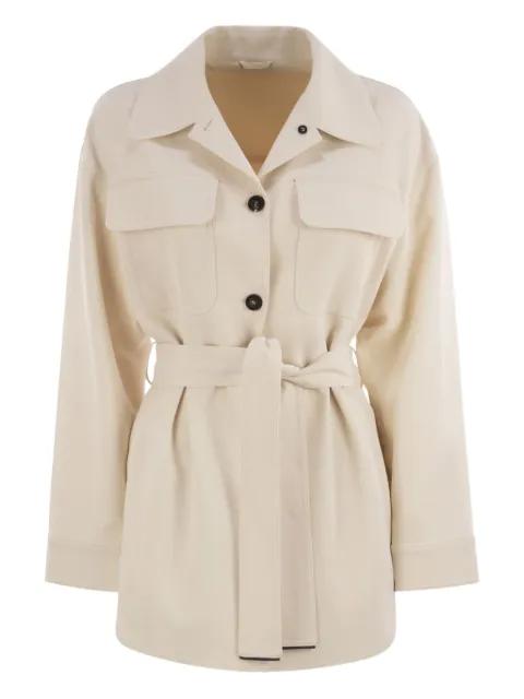 buttoned-up belted jacket by BRUNELLO CUCINELLI