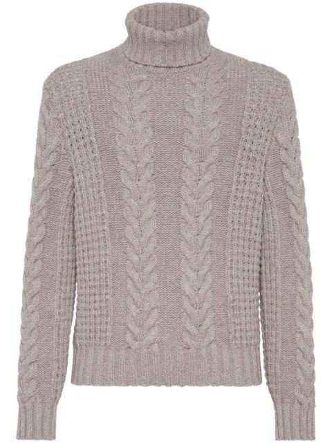 cable-knit turtleneck sweater by BRUNELLO CUCINELLI