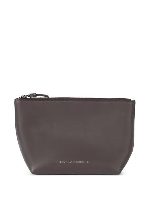 calfskin pouch with shiny zipper pull by BRUNELLO CUCINELLI