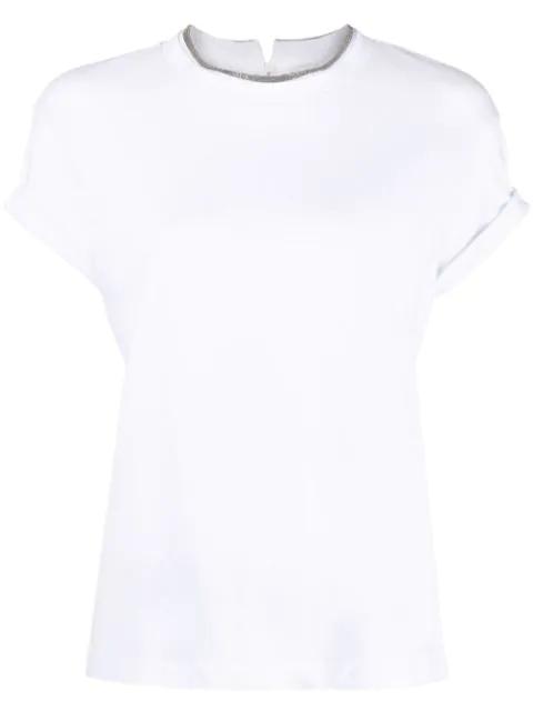 chain-trim round-neck T-shirt by BRUNELLO CUCINELLI