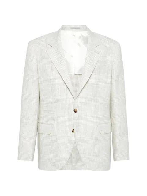 check-pattern notched-lapel blazer by BRUNELLO CUCINELLI