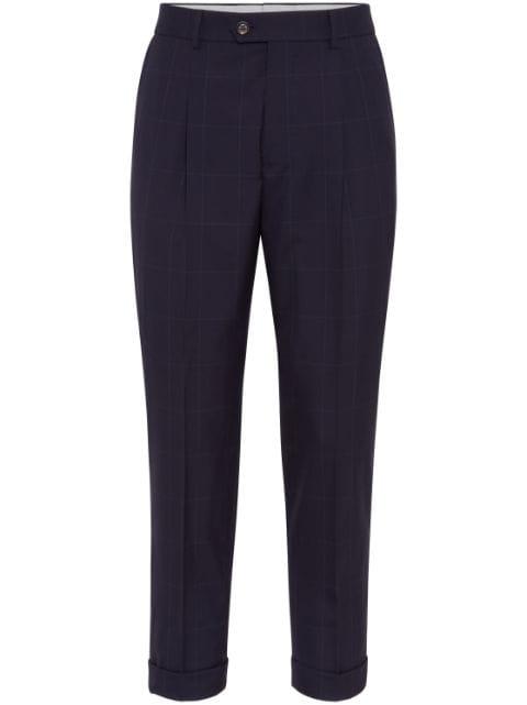 check-pattern virgin-wool trousers by BRUNELLO CUCINELLI