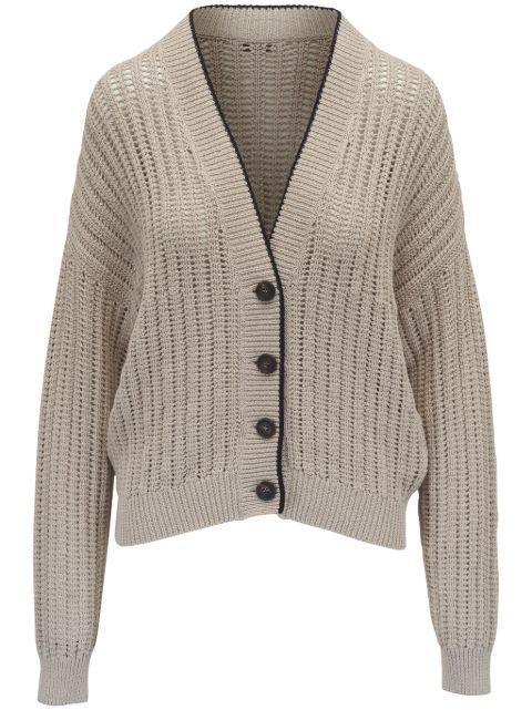 contrast-trim cardigan by BRUNELLO CUCINELLI