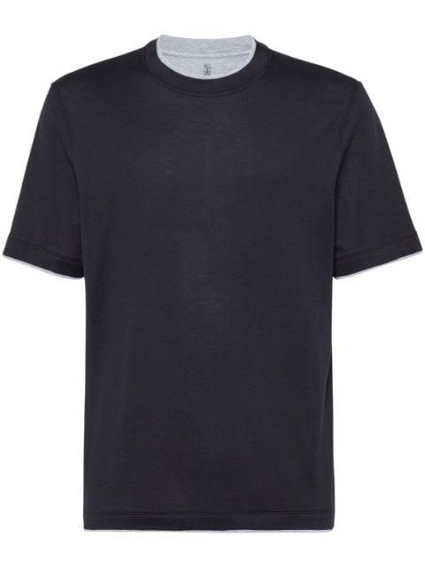 contrasting-trim jersey T-shirt by BRUNELLO CUCINELLI