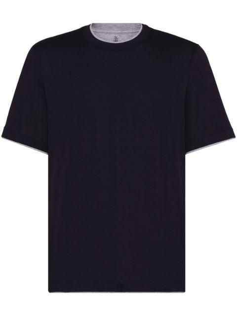 contrasting-trim jersey T-shirt by BRUNELLO CUCINELLI