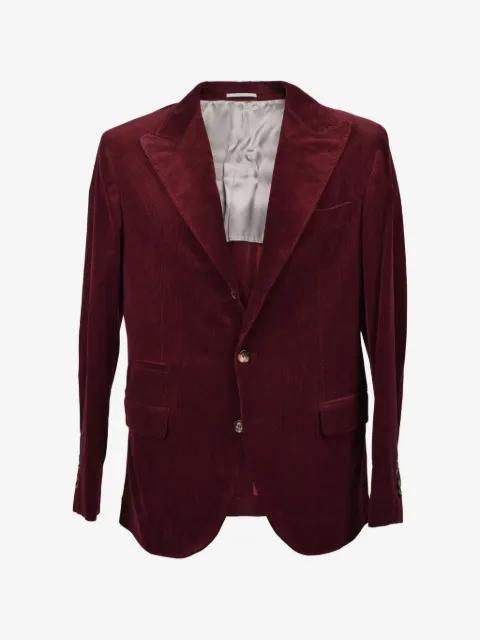 corduroy-texture notch-lapel blazer by BRUNELLO CUCINELLI