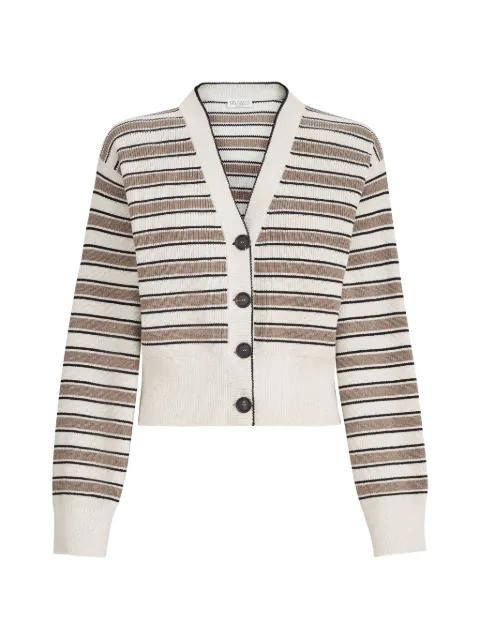 cotton cardigan with sparkling stripes by BRUNELLO CUCINELLI
