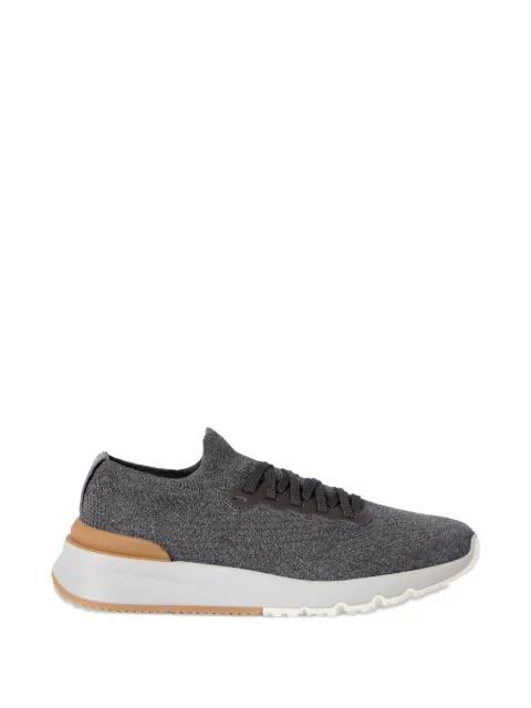 cotton knit and semi-polished calfskin runners by BRUNELLO CUCINELLI