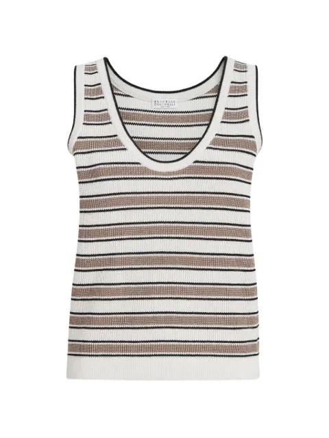 cotton knit top with sparkling stripes by BRUNELLO CUCINELLI
