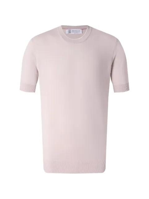 cotton lightweight knit T-shirt with contrast details by BRUNELLO CUCINELLI