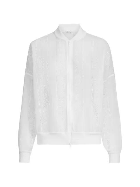 cotton organza broderie anglaise bomber jacket with zip and monili by BRUNELLO CUCINELLI