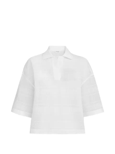 cotton organza broderie anglaise cropped polo by BRUNELLO CUCINELLI