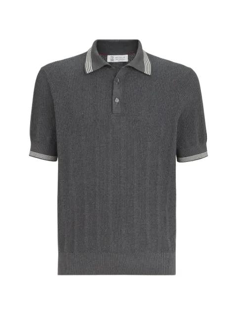 cotton textured rib-knit polo by BRUNELLO CUCINELLI