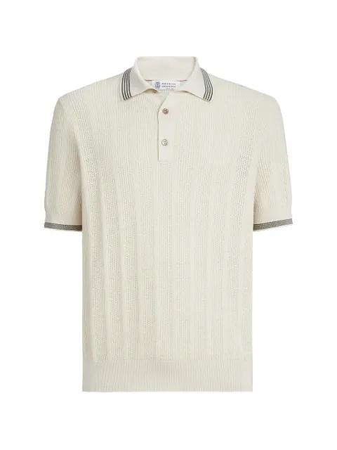 cotton textured rib-knit polo by BRUNELLO CUCINELLI