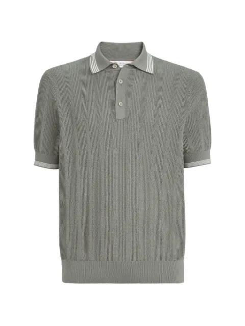 cotton textured rib knit polo by BRUNELLO CUCINELLI