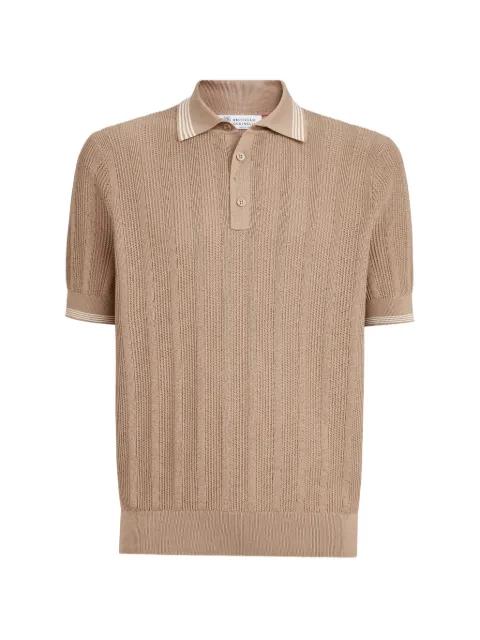 cotton textured rib-knit polo by BRUNELLO CUCINELLI