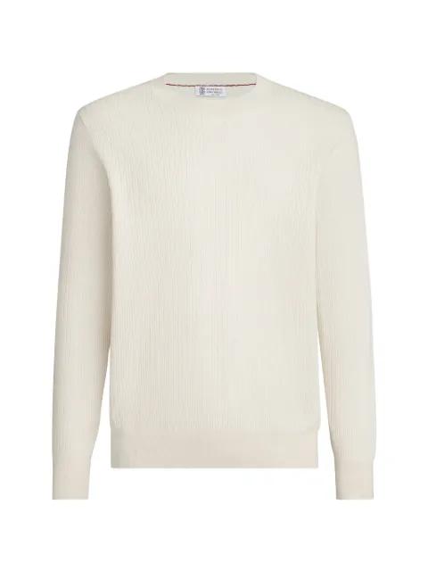 cotton textured rib lightweight sweater by BRUNELLO CUCINELLI